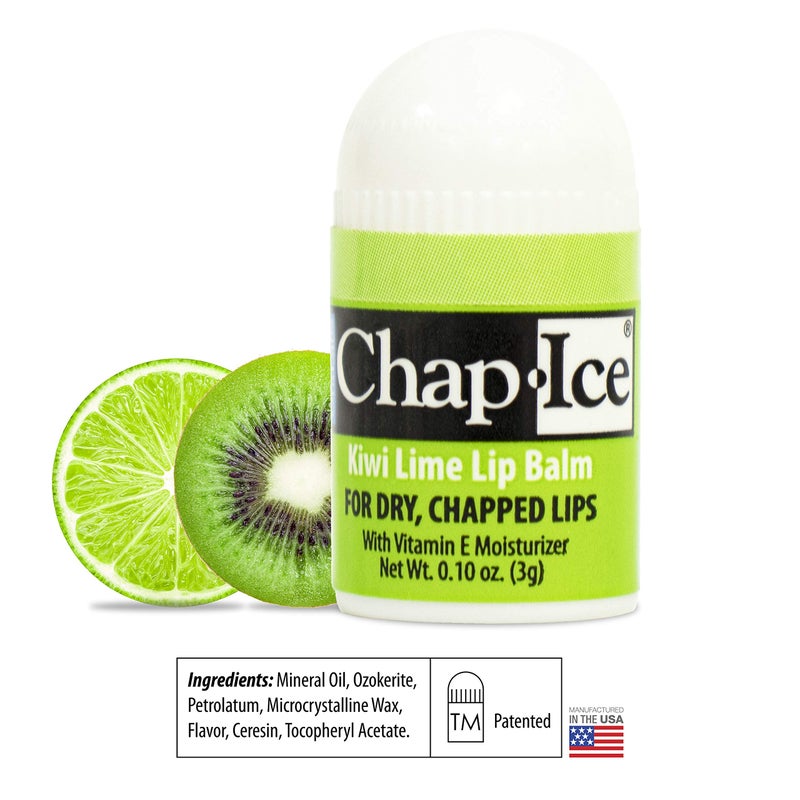 Chap Ice شيب-آيس® | 12-عدد بلسم شفاه كيوي ليمون مصغر | عبوة بلسم شفاه مدعمة بفيتامين E للشفاه الجافة والمتشققة | صنع في الولايات المتحدة - Image 2